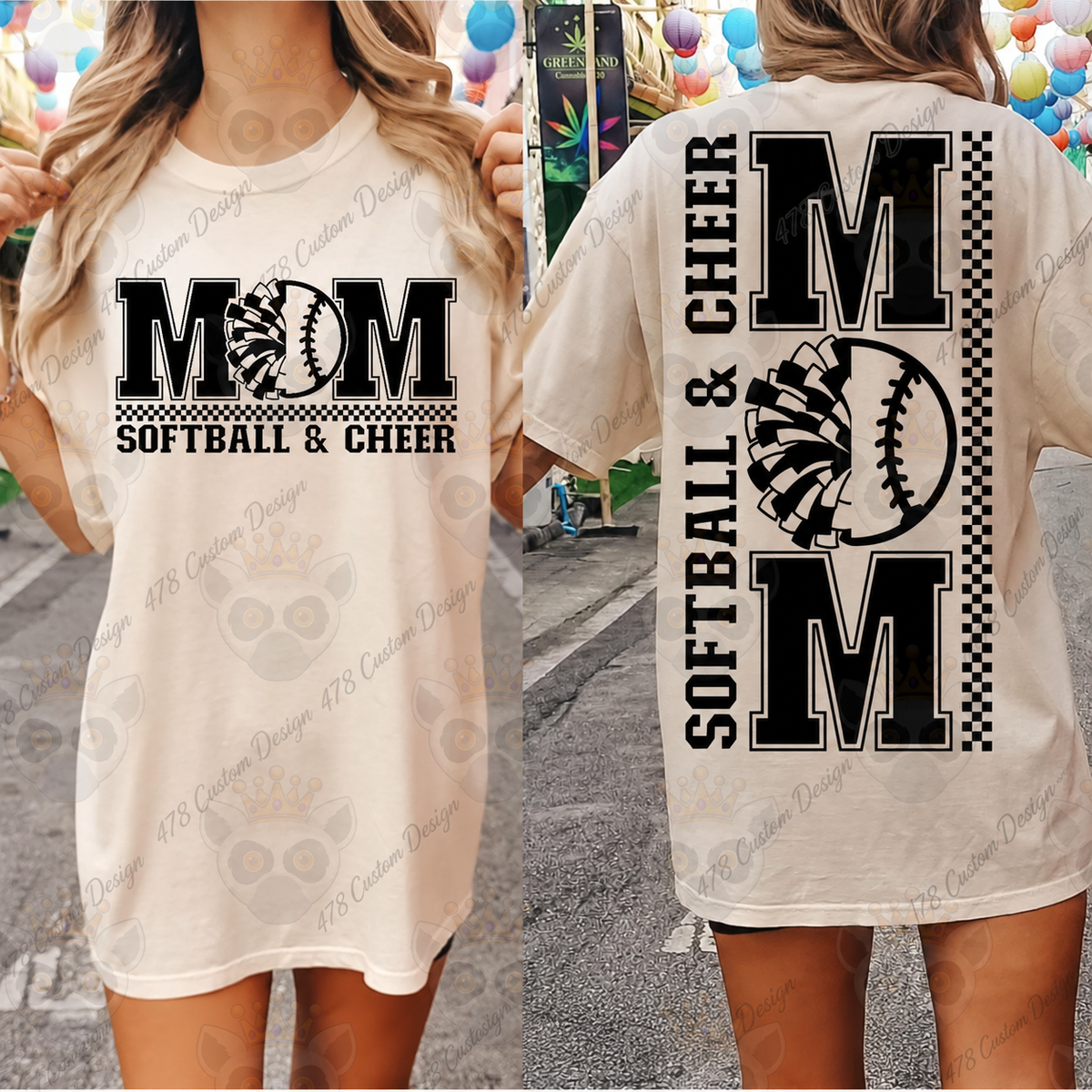 Softball and Cheer Mom Front and Back Top apparel mockup