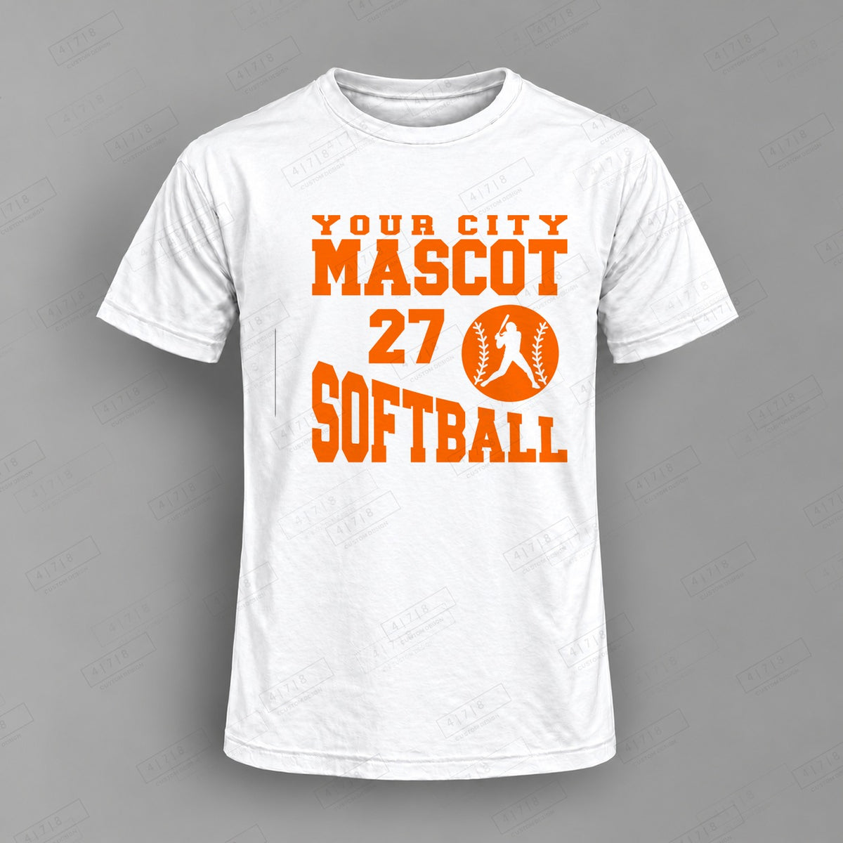 Custom Softball Design 1-010 Top on white shirt, 478 Custom Design watermarked mockup