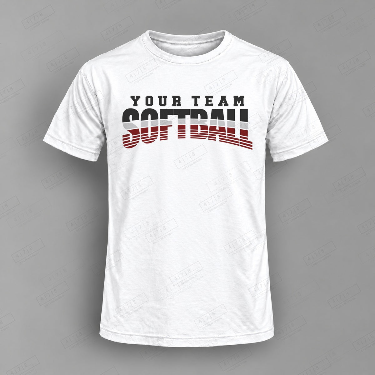 Custom Softball Design 2-0020 Top on white shirt, 478 Custom Design watermarked mockup