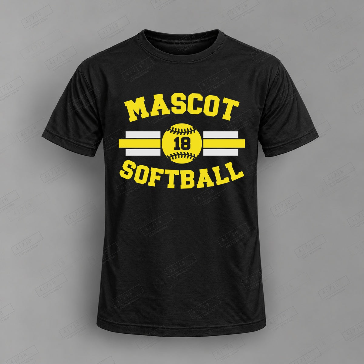 Custom Softball Design 2-0029 Top on black shirt, 478 Custom Design watermarked mockup