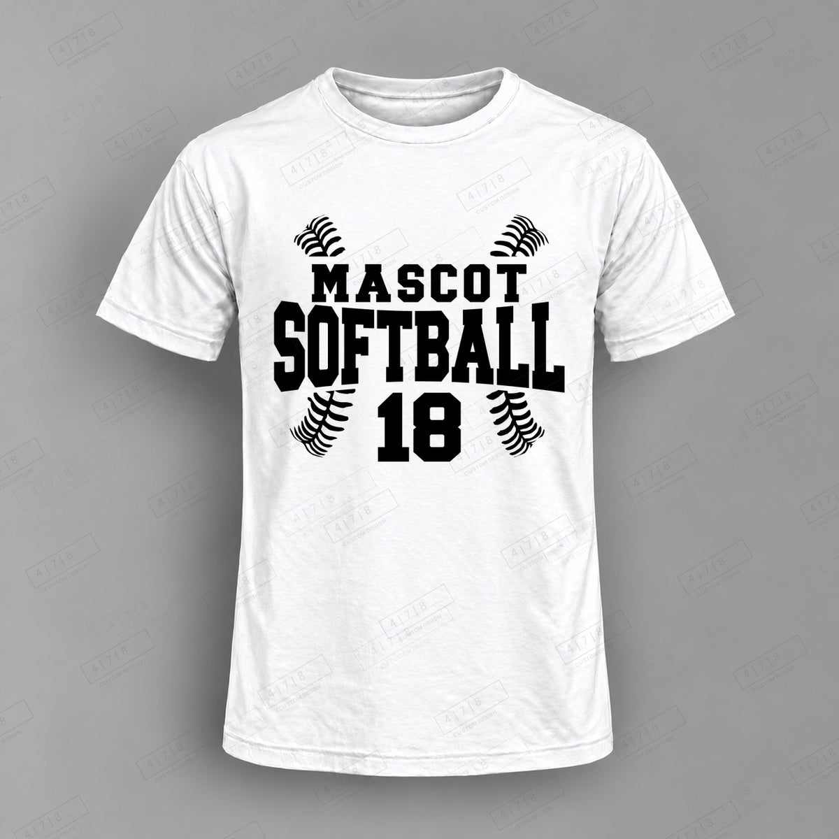 Custom Softball Design 2-0032 Top on white shirt, 478 Custom Design watermarked mockup
