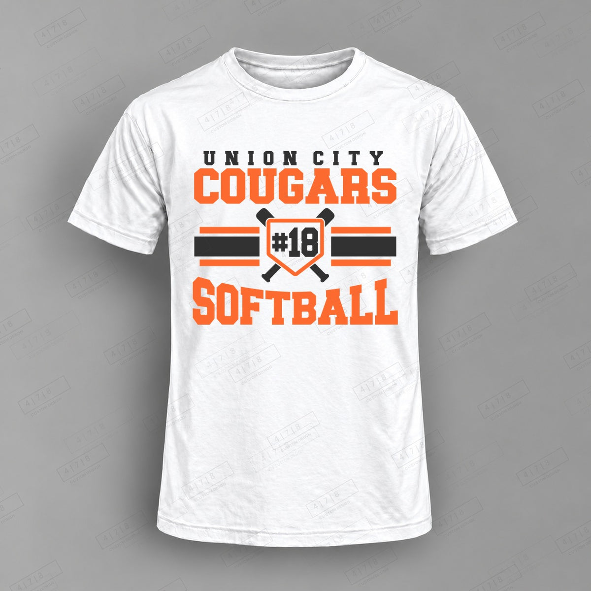 Custom Softball Design 2-0033 Top on white shirt, 478 Custom Design watermarked mockup