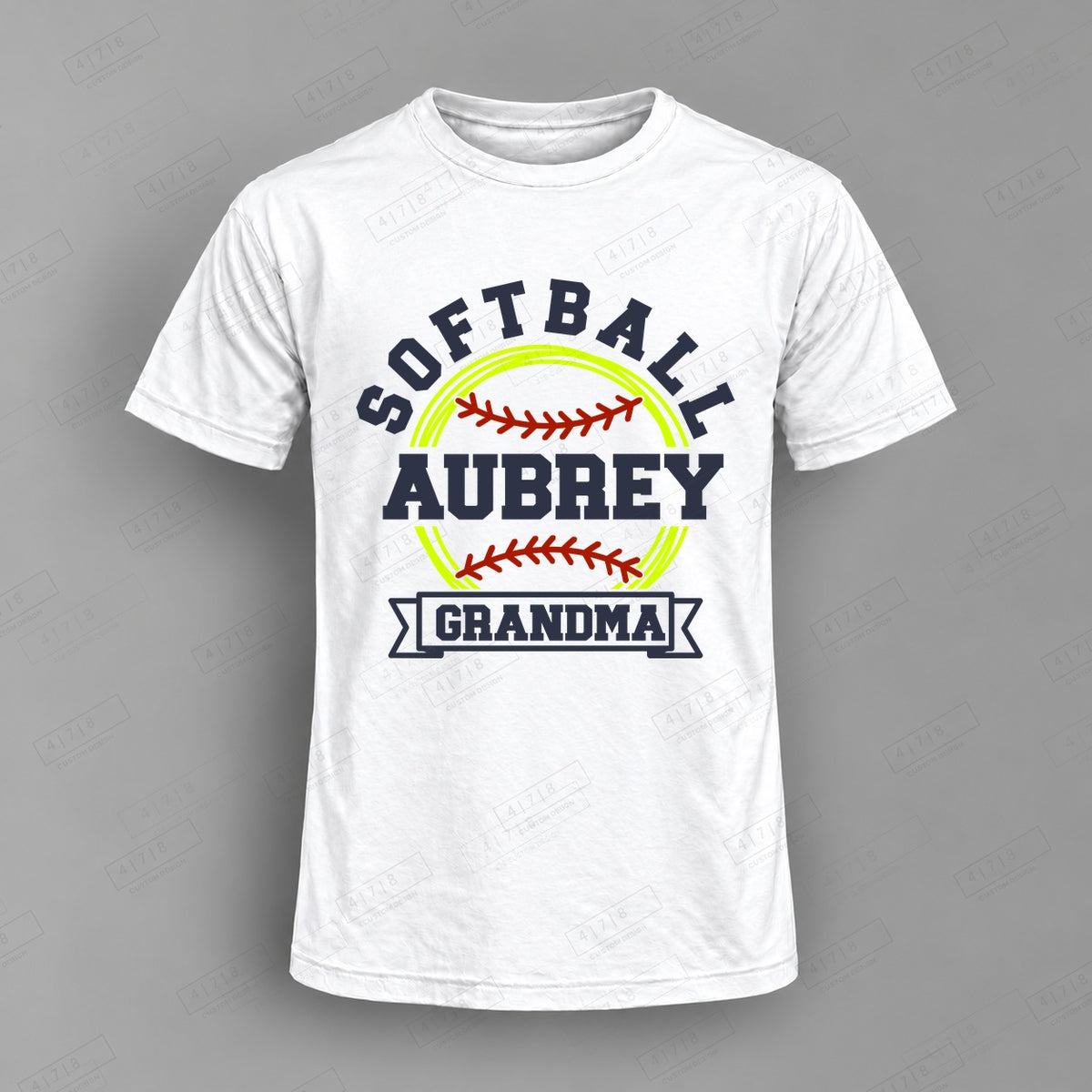 Custom Softball Grandma Design 2-0037 Top on white shirt, 478 Custom Design watermarked mockup