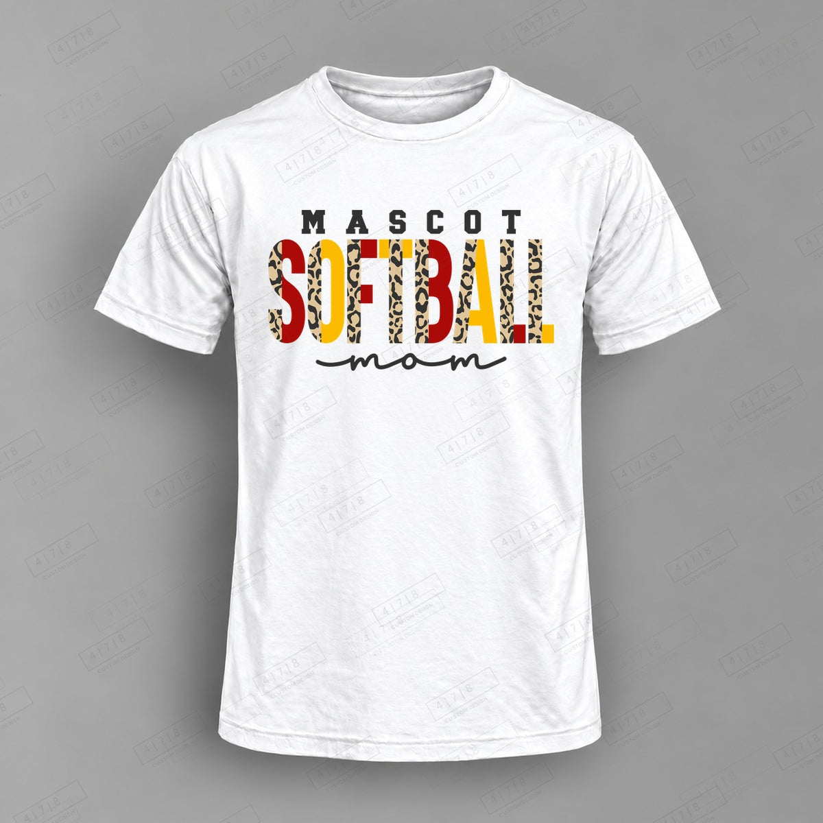 Custom Softball Mom Design 3-0043 Top on white shirt, 478 Custom Design watermarked mockup