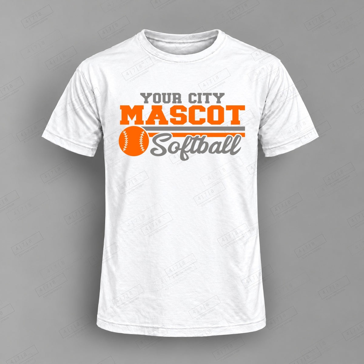 Custom Softball Design 5-0066 Top on white shirt, 478 Custom Design watermarked mockup