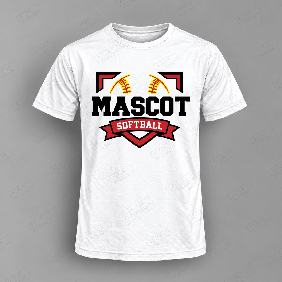 Custom Softball Design 5-0071 Top on white shirt, 478 Custom Design watermarked mockup