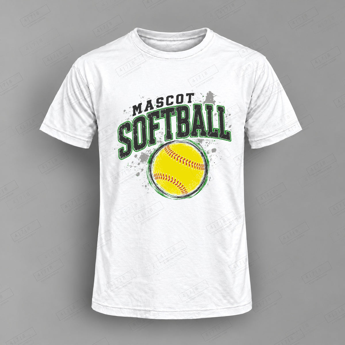 Custom Softball Design 7-006 Top on white shirt, 478 Custom Design watermarked mockup
