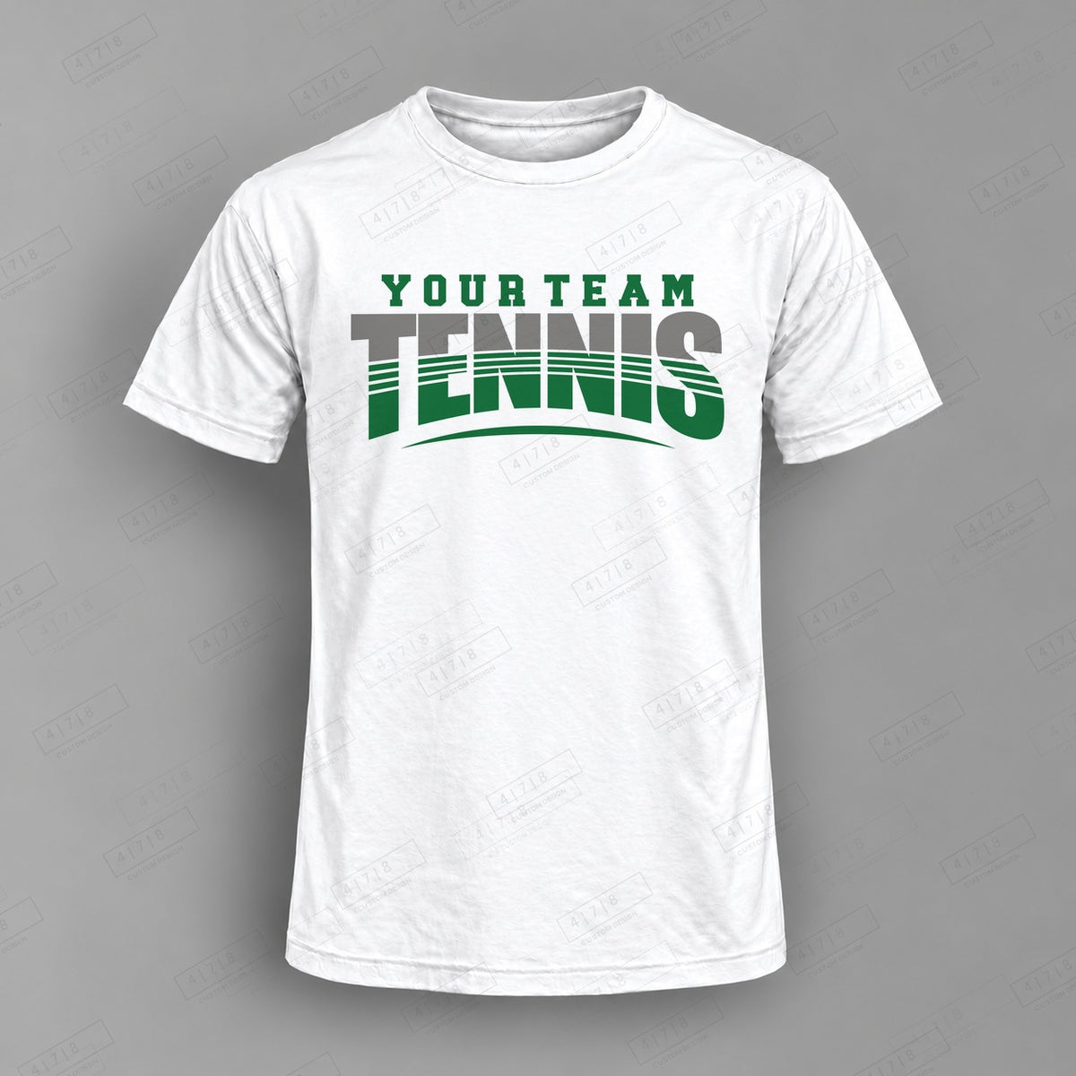 Custom Tennis Design 0024 Top on white shirt, 478 Custom Design watermarked mockup