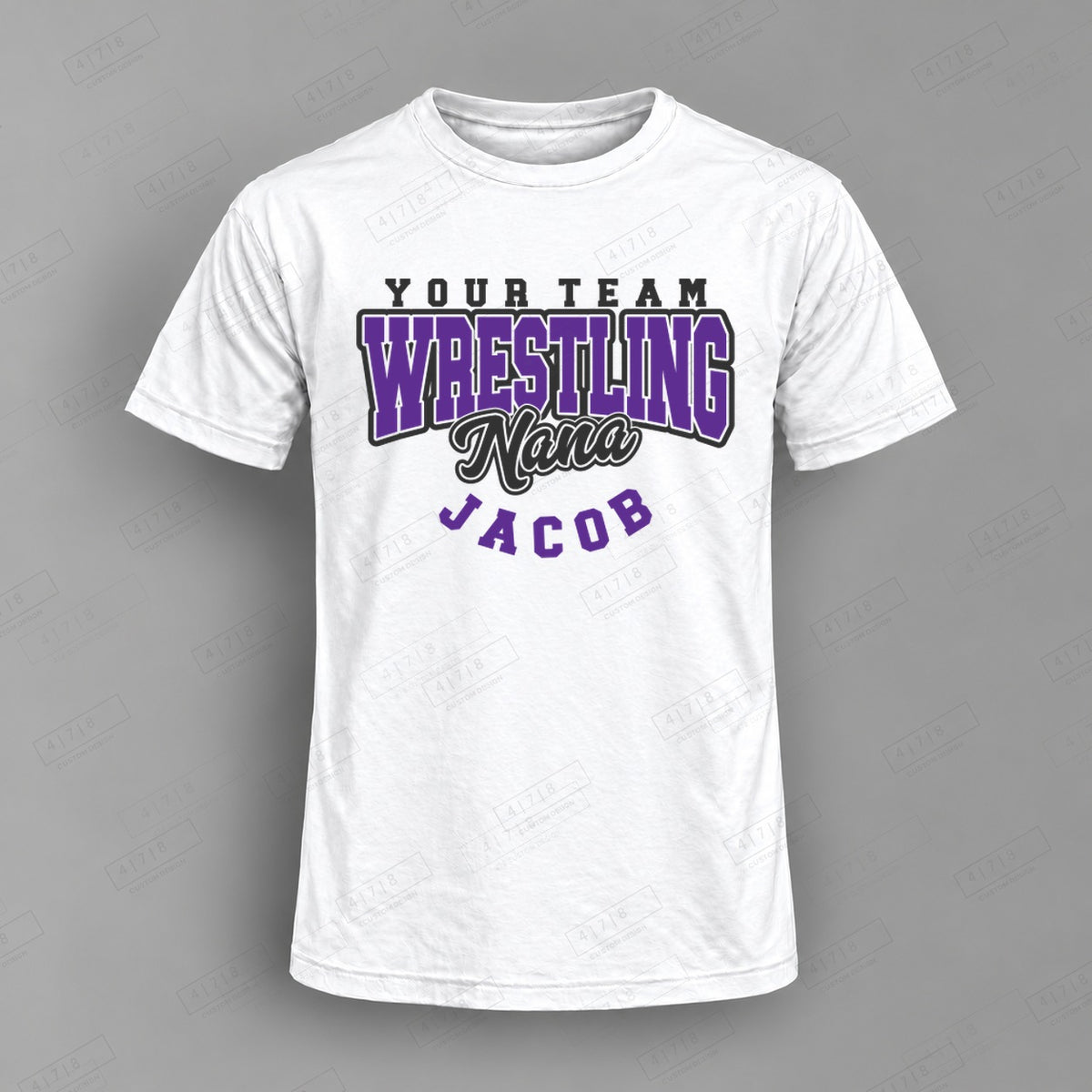 Custom Wrestling Design 2 Top on white shirt, 478 Custom Design watermarked mockup