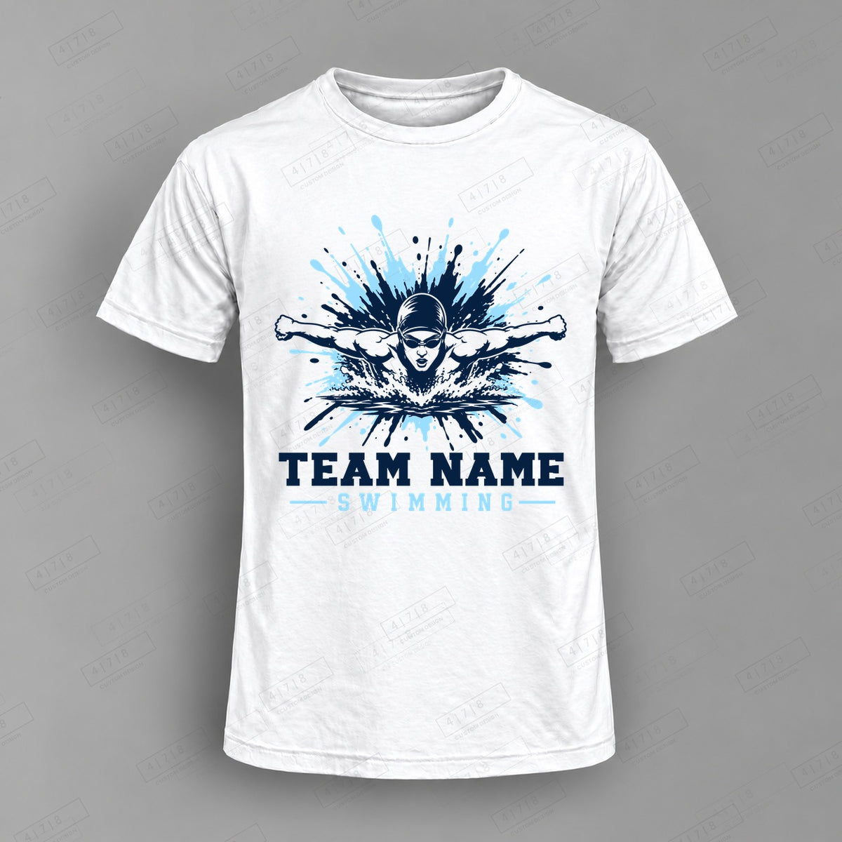 Custom Swim and Dive Design 2-0015 Top on white shirt, 478 Custom Design watermarked mockup