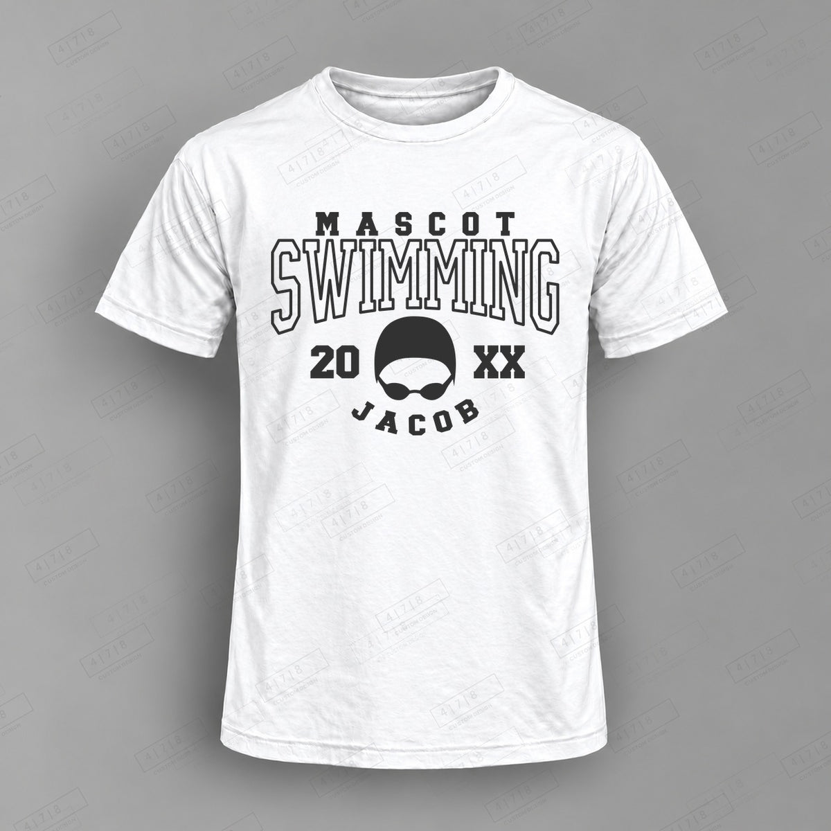 Custom Swim and Dive Design 1-002 Top on white shirt, 478 Custom Design watermarked mockup