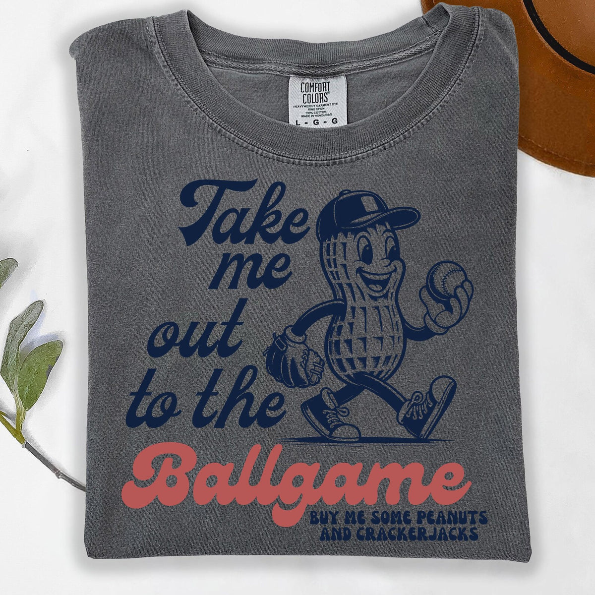 Take Me Out to the Ballgame Peanut Baseball Top — apparel mockup 1
