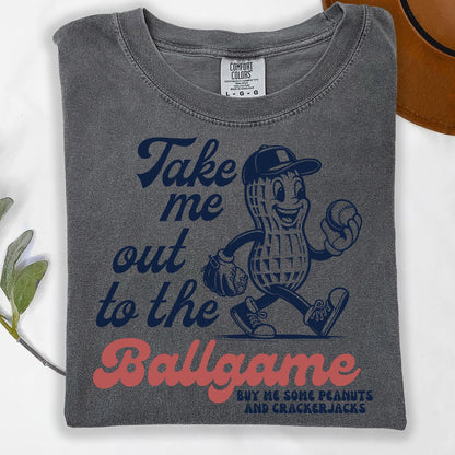 Take Me Out to the Ballgame Peanut Baseball Top — apparel mockup 1