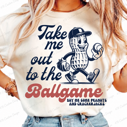 Take Me Out to the Ballgame Peanut Baseball Top — apparel mockup 3