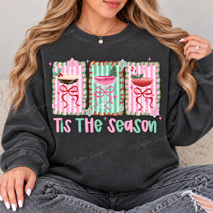 Tis the Season Christmas Cocktails Top design on a Pepper crewneck sweatshirt
