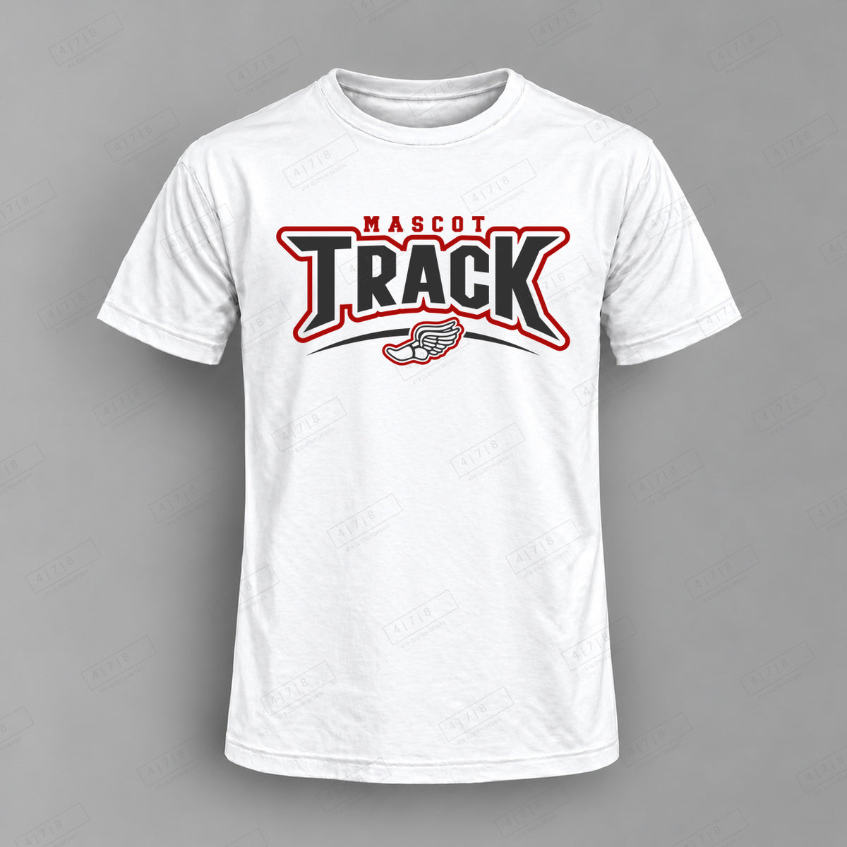 Custom Outlined Winged Shoe Track Top white shirt mockup with 478 Custom Design watermark