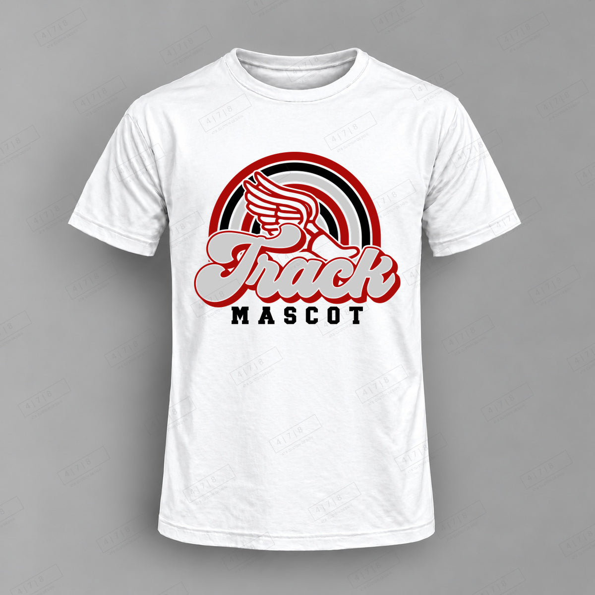 Custom Retro Rainbow Track Top white shirt mockup with 478 Custom Design watermark