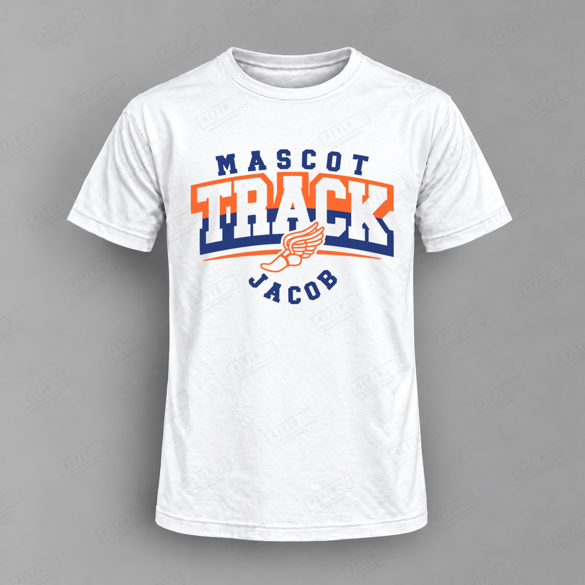 Custom Personalized Winged Shoe Track Top white shirt mockup with 478 Custom Design watermark