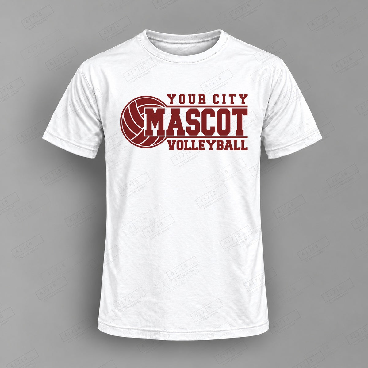 Custom Volleyball Design 1-006 Top on white shirt, 478 Custom Design watermarked mockup