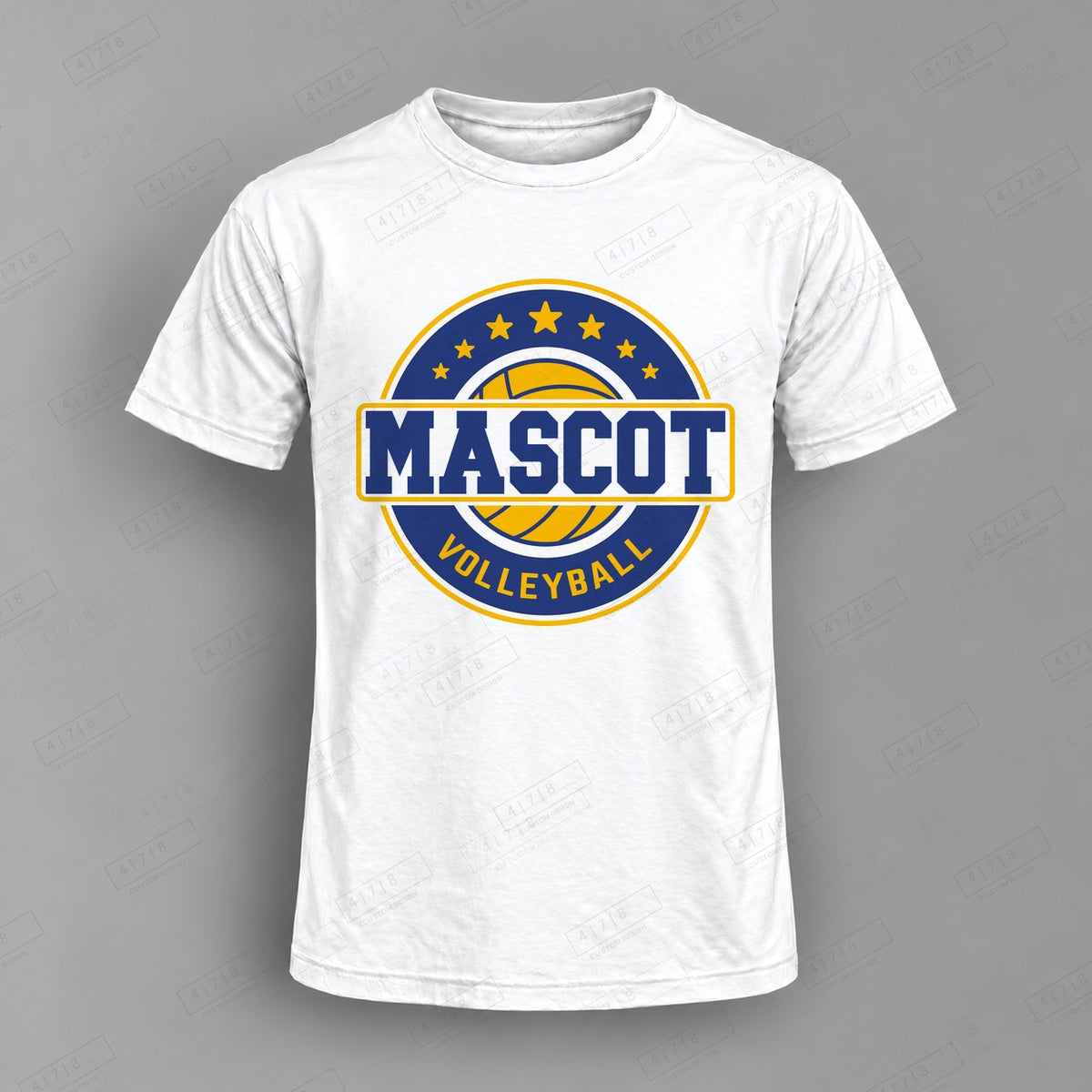 Custom Volleyball Design 2-0019 Top on white shirt, 478 Custom Design watermarked mockup
