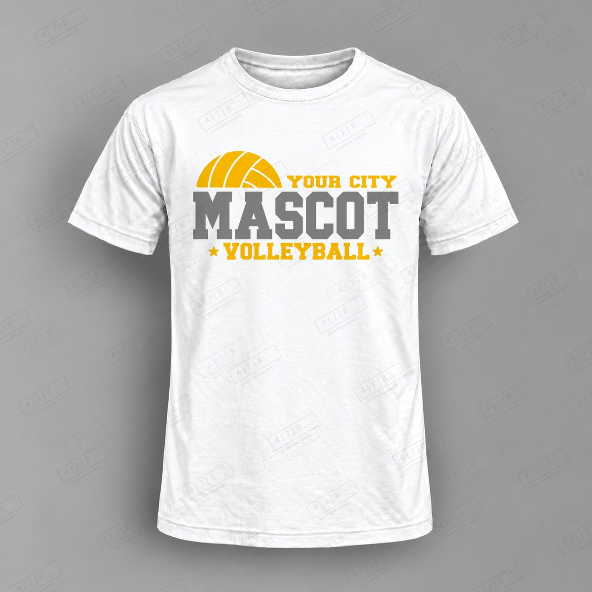 Custom Volleyball Design 2-0029 Top on white shirt, 478 Custom Design watermarked mockup
