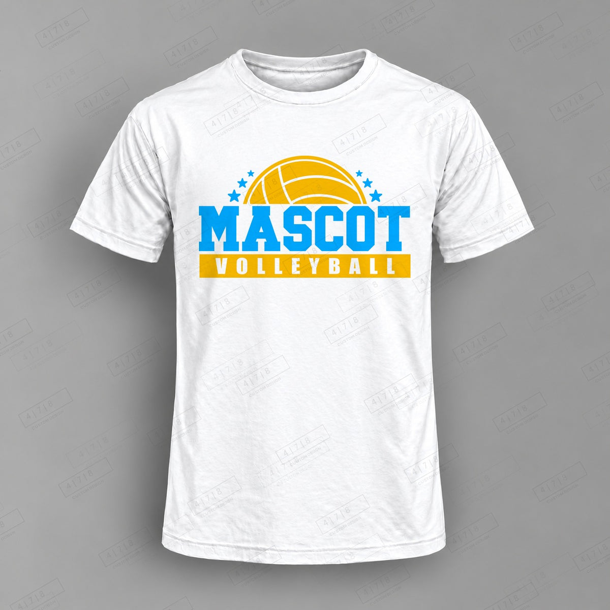 Custom Volleyball Design 2-0030 Top on white shirt, 478 Custom Design watermarked mockup