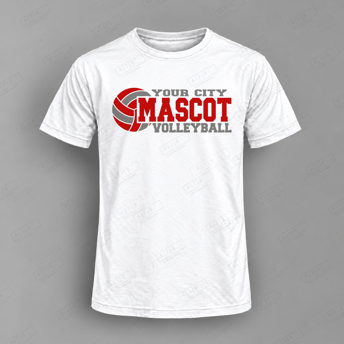 Custom Volleyball Design 2-0031 Top on white shirt, 478 Custom Design watermarked mockup