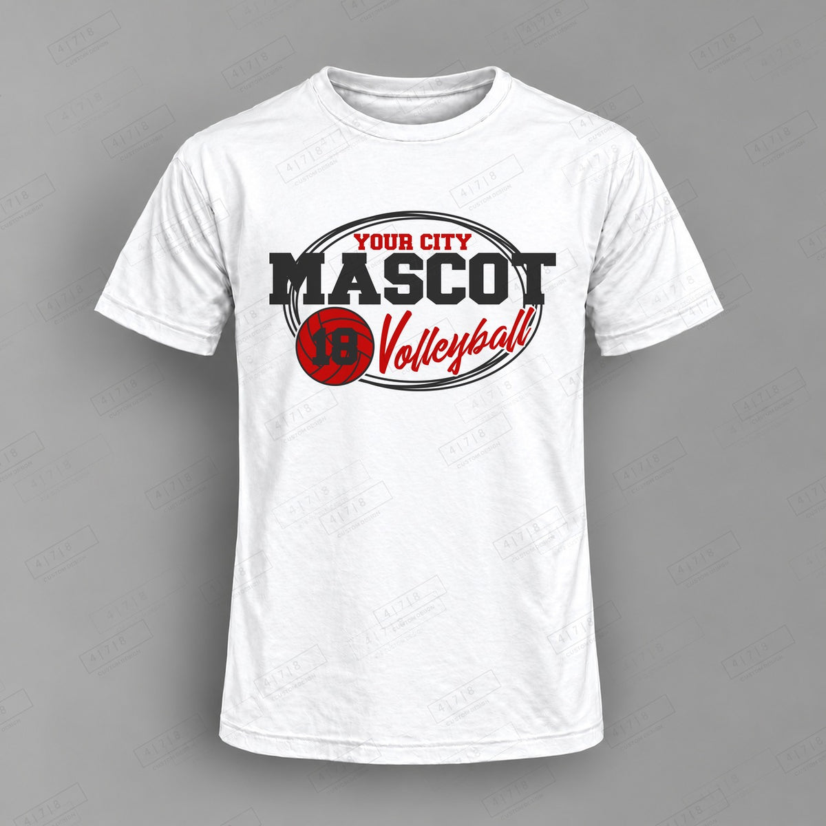 Custom Volleyball Design 3-0037 Top on white shirt, 478 Custom Design watermarked mockup