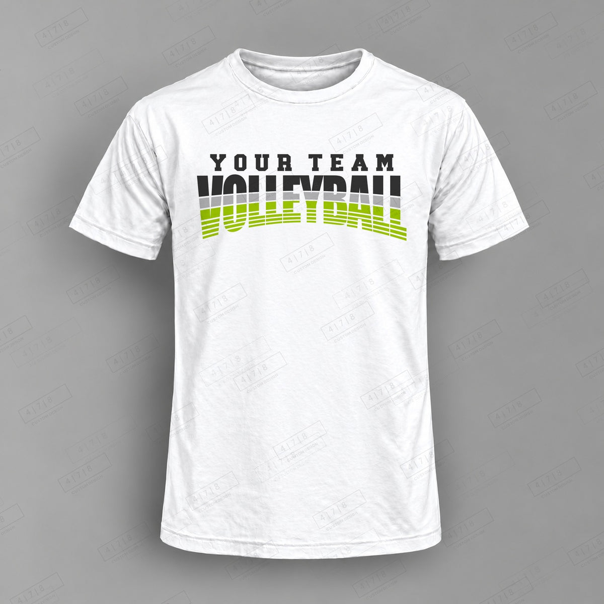 Custom Volleyball Design 3-0038 Top on white shirt, 478 Custom Design watermarked mockup