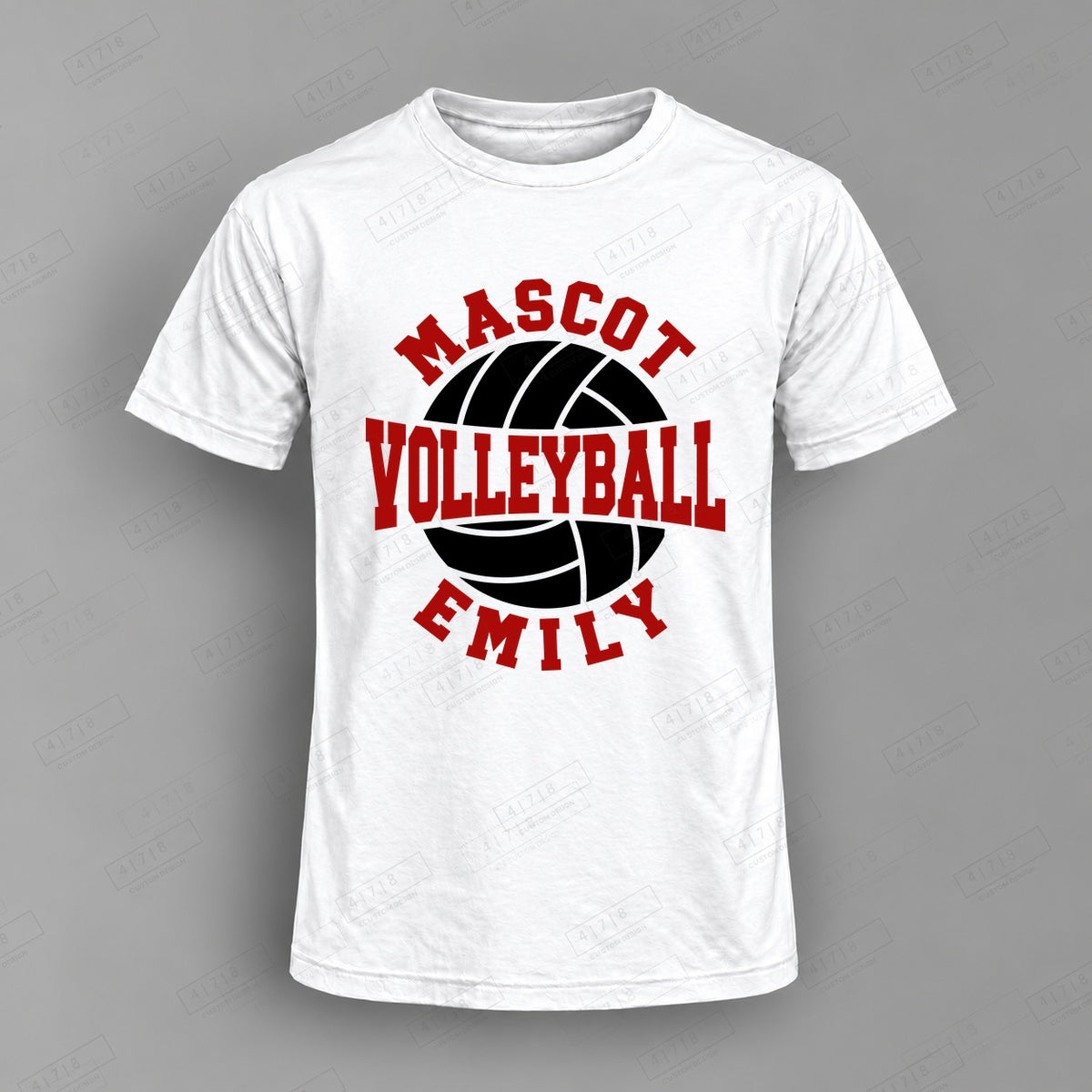 Custom Volleyball Design 3-0053 Top on white shirt, 478 Custom Design watermarked mockup