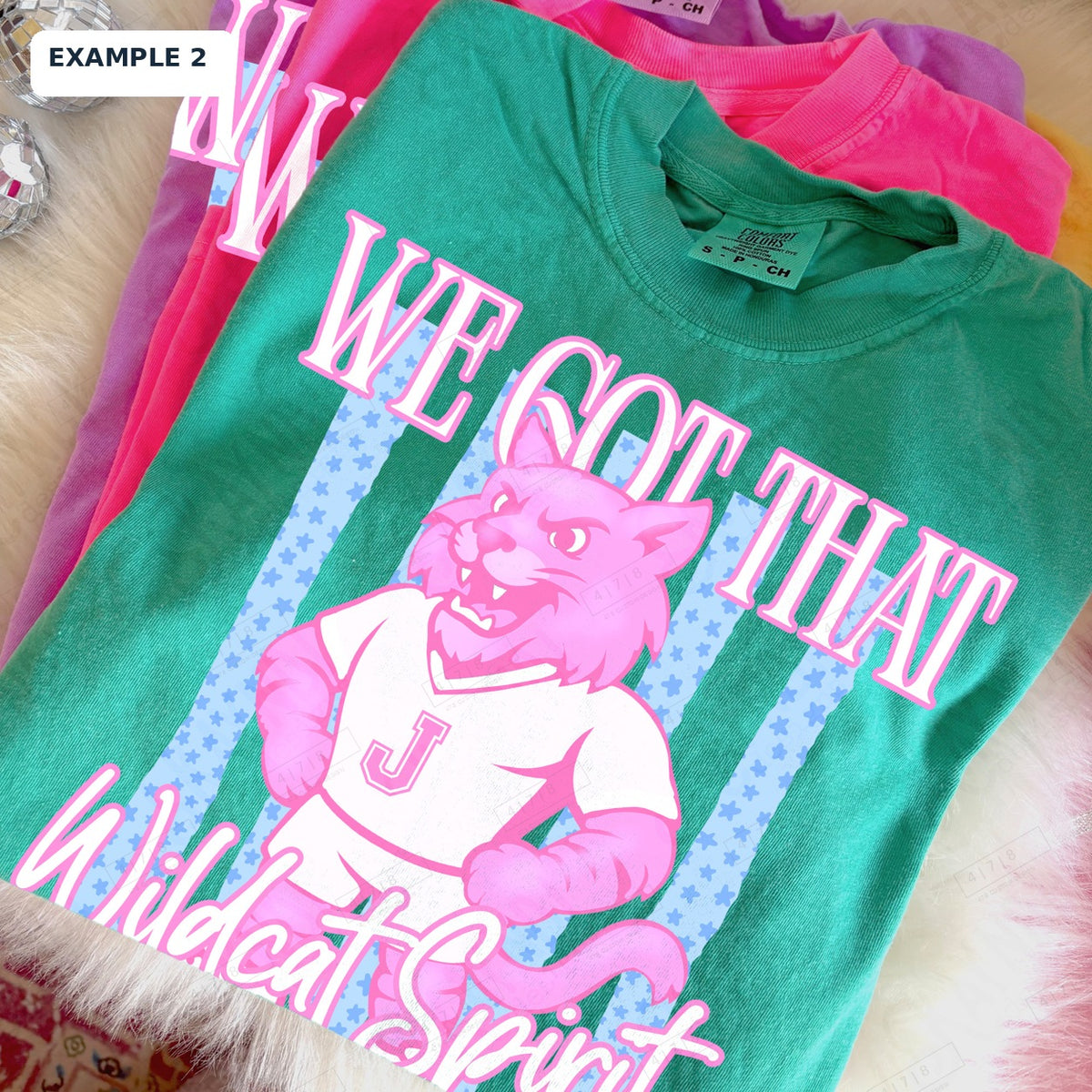 Example 2: We Got That Wildcat Spirit J Top — 478 Custom Design watermarked garment mockup