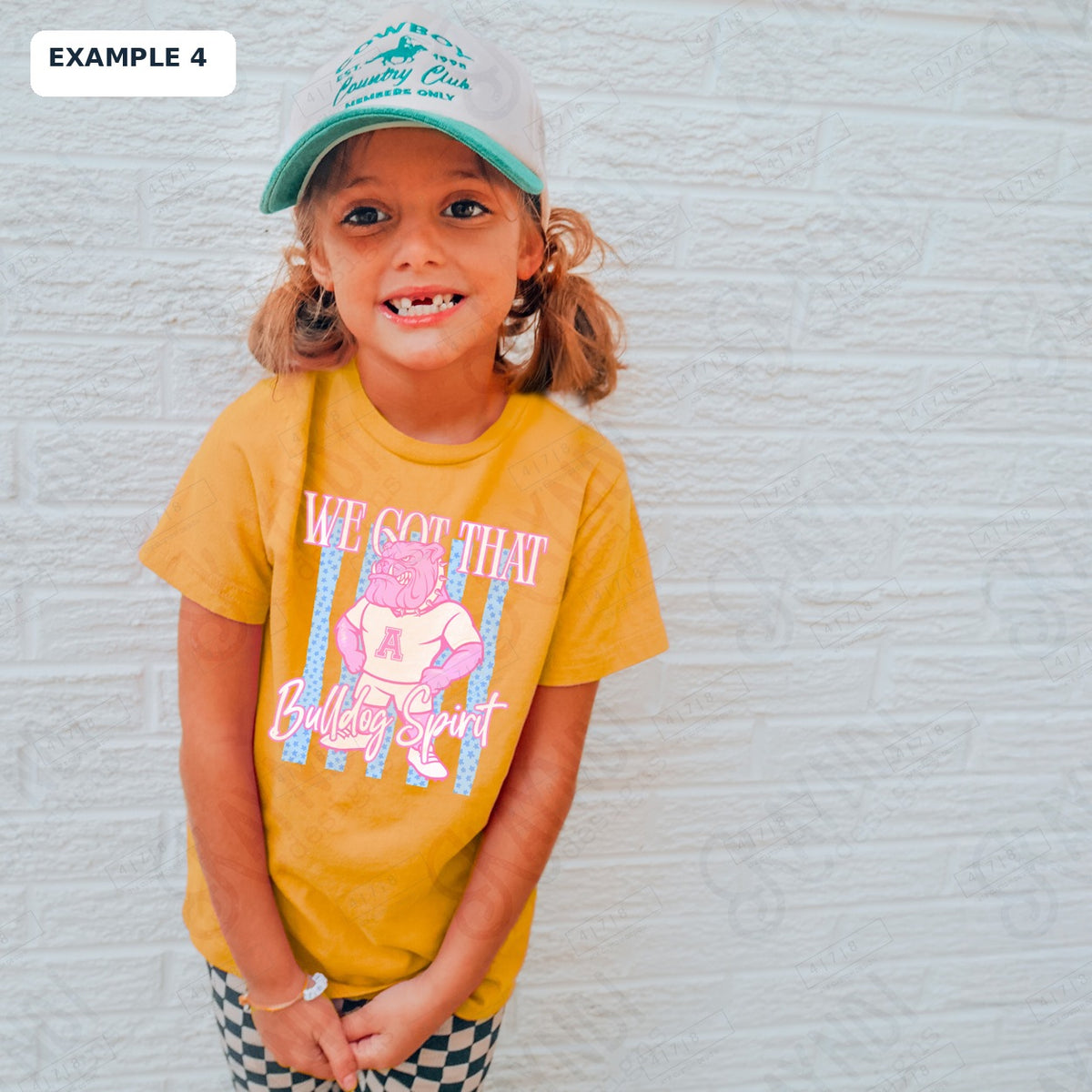 Example 4: We Got That Bulldog Spirit A Top — 478 Custom Design watermarked garment mockup