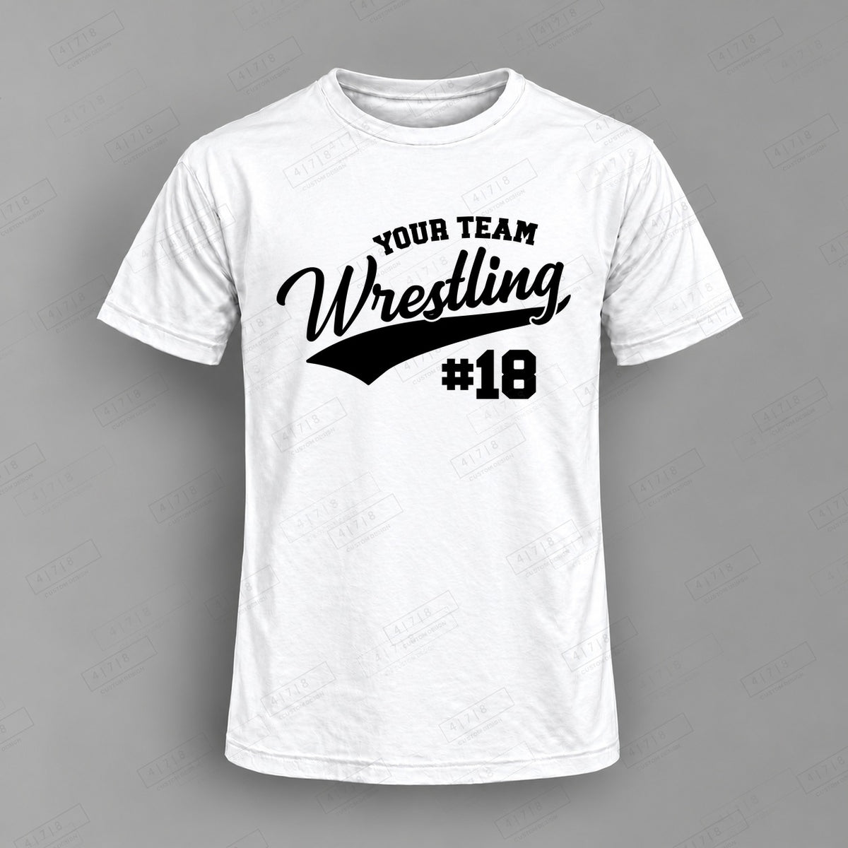 Custom Wrestling Design 1-0012 Top on white shirt, 478 Custom Design watermarked mockup