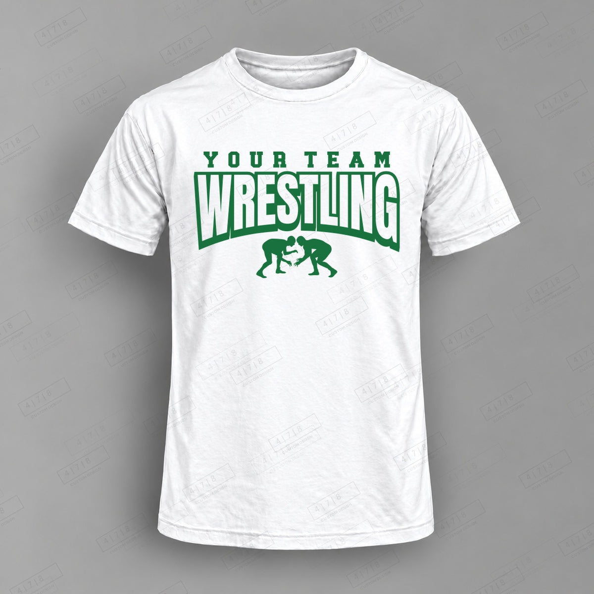 Custom Wrestling Design 1-0015 Top on white shirt, 478 Custom Design watermarked mockup