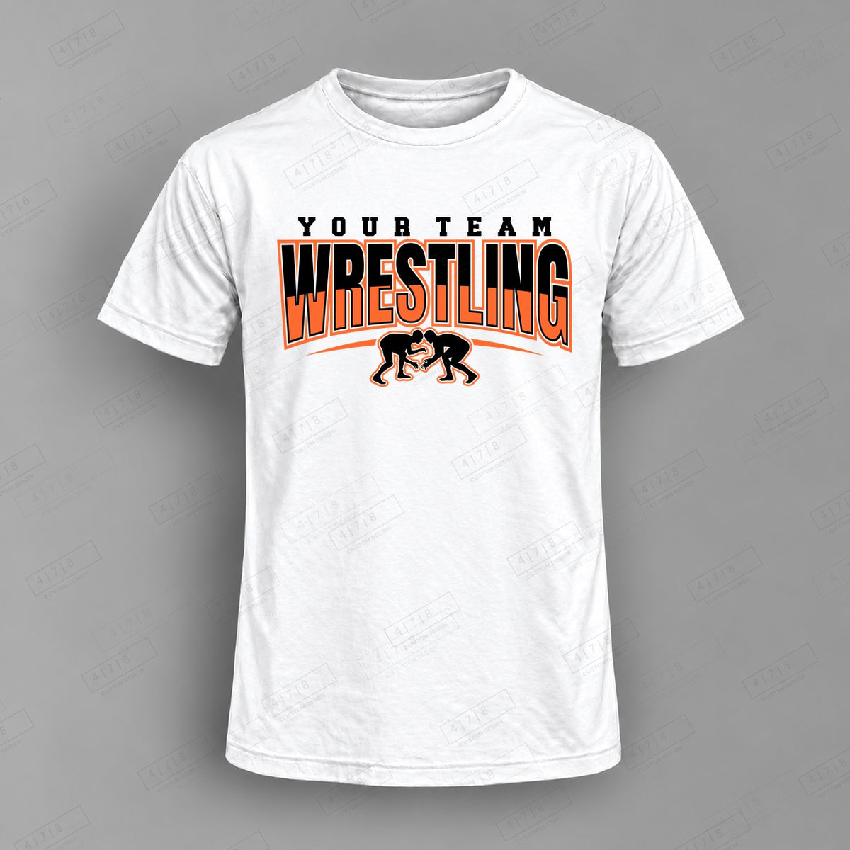 Custom Wrestling Design 1-0016 Top on white shirt, 478 Custom Design watermarked mockup