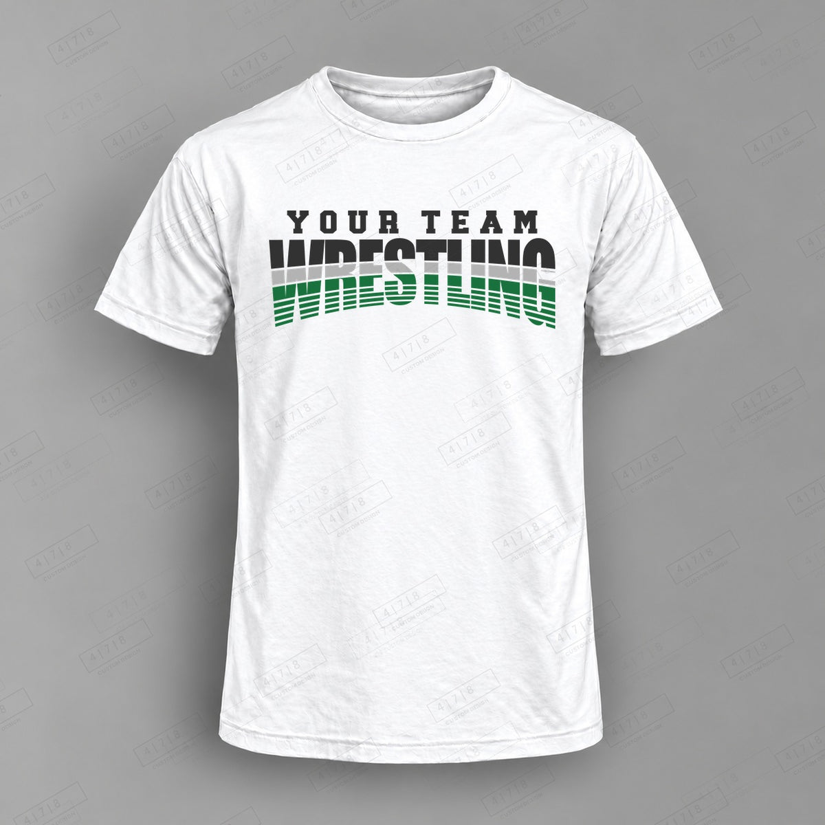 Custom Wrestling Design 1-002 Top on white shirt, 478 Custom Design watermarked mockup