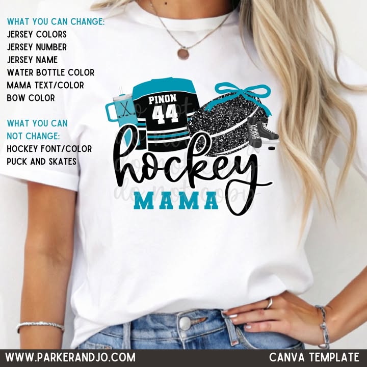 Custom Faux Glitter Hockey Mama Top — design example 1