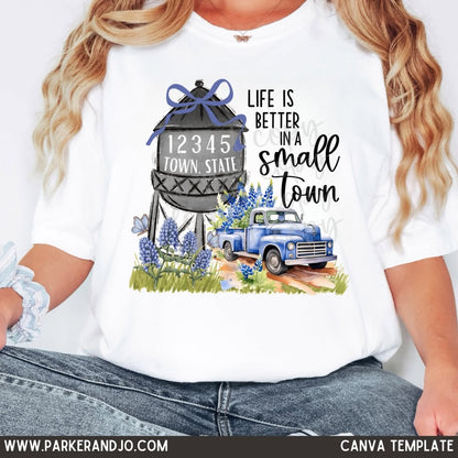 Custom Small Town Bluebonnets Water Tower Top — design example 1