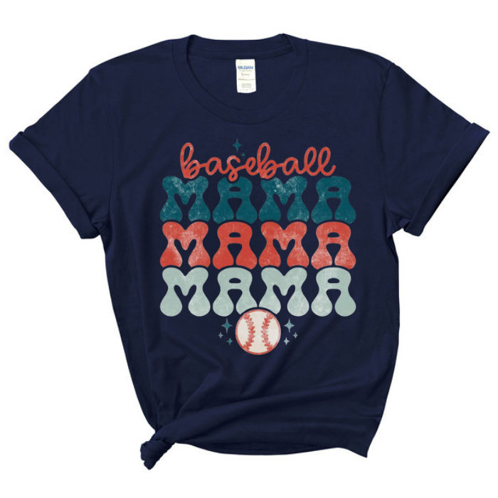 Bubble Letter Baseball MAMA Top