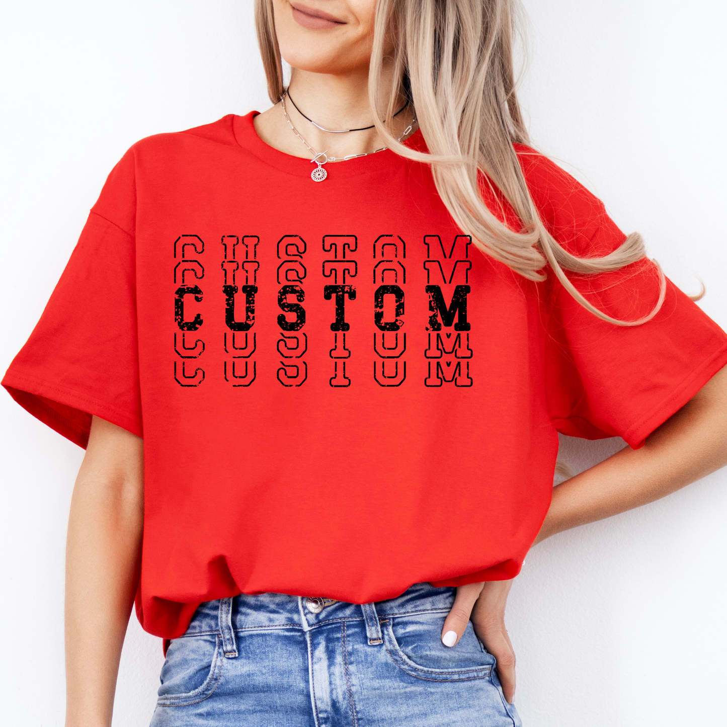 CUSTOM TEAM STACKED- Short & Long Sleeve T-Shirt