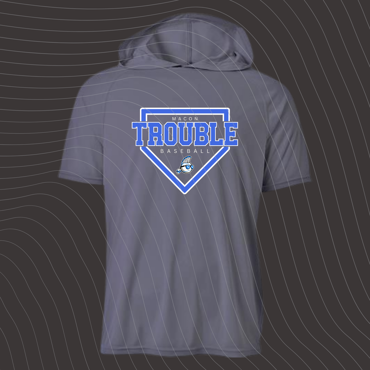 Macon Trouble- Design-C-GRAY- Short/Long Sleeve Dri-Fit w/ Hood