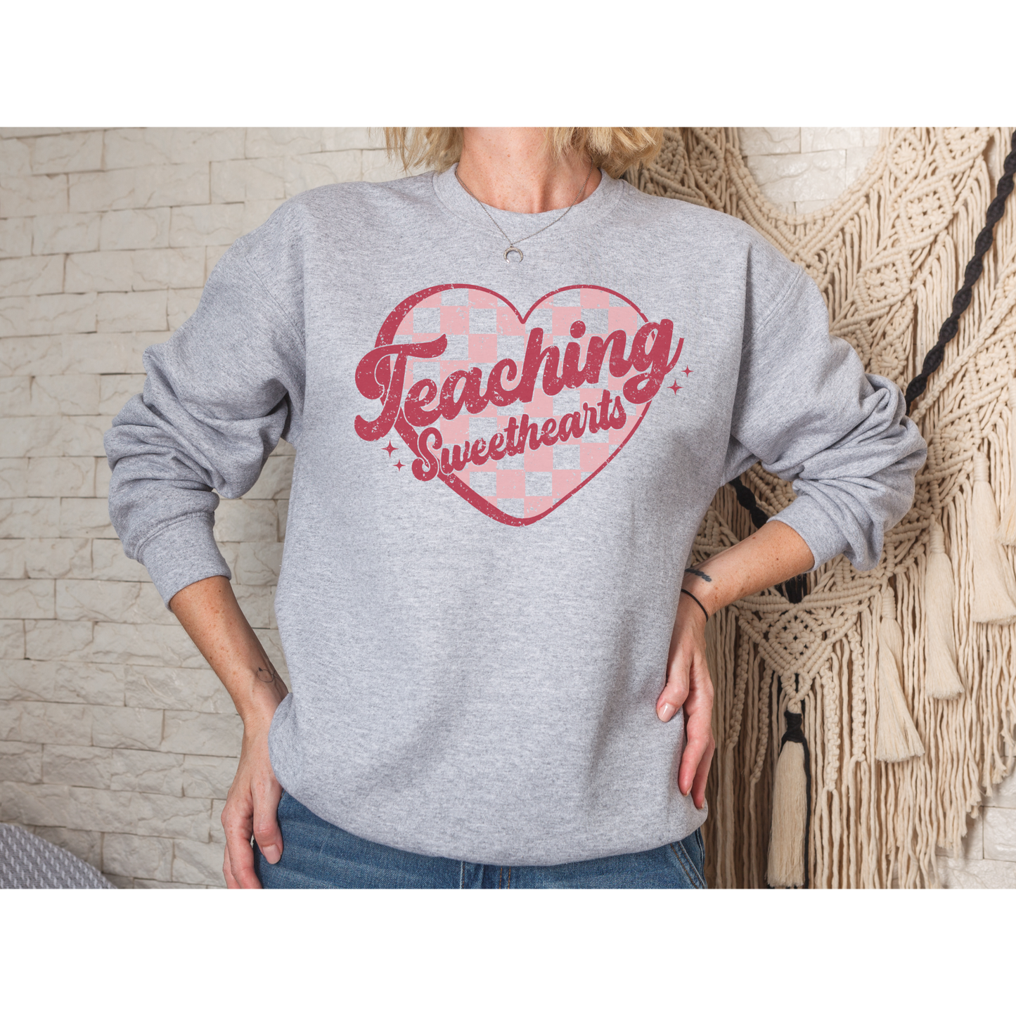 Teaching Sweethearts Checker Heart Top