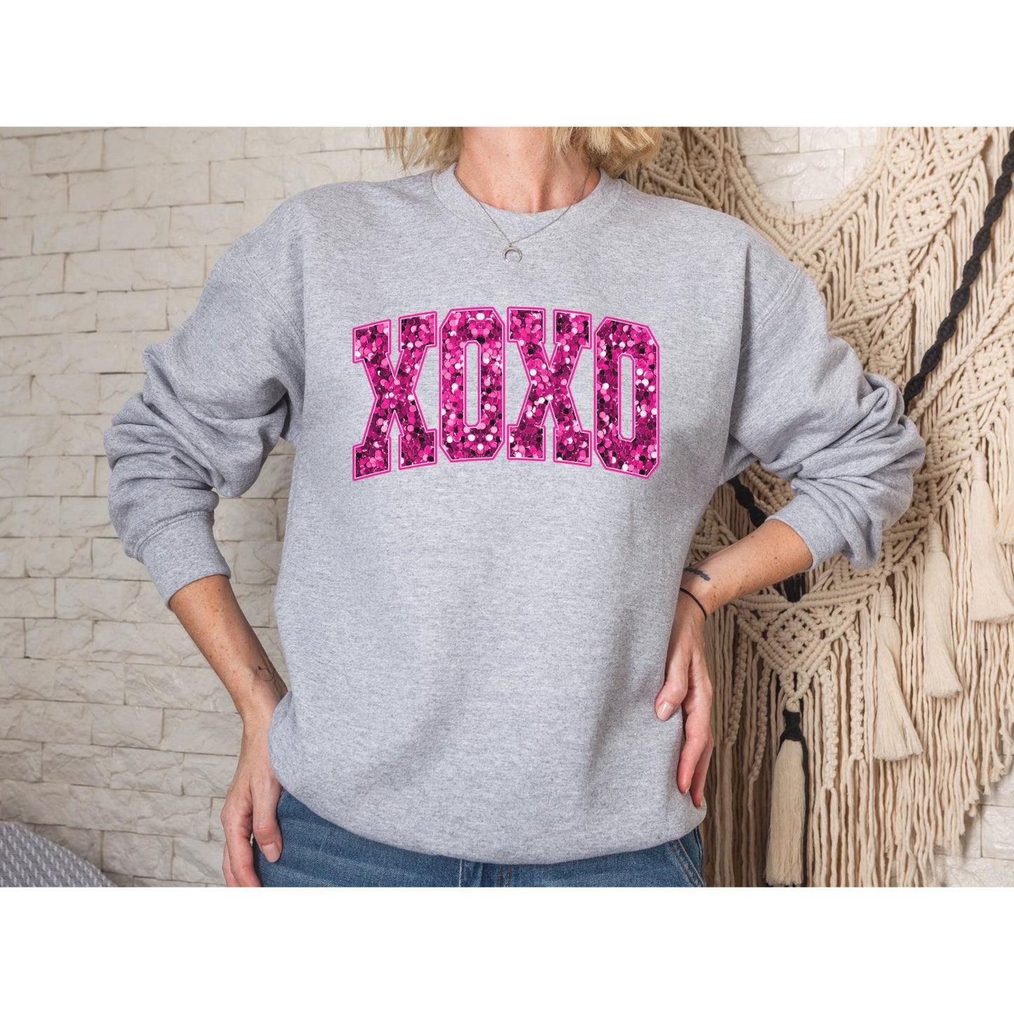 XOXO Curve Faux Sequin Top