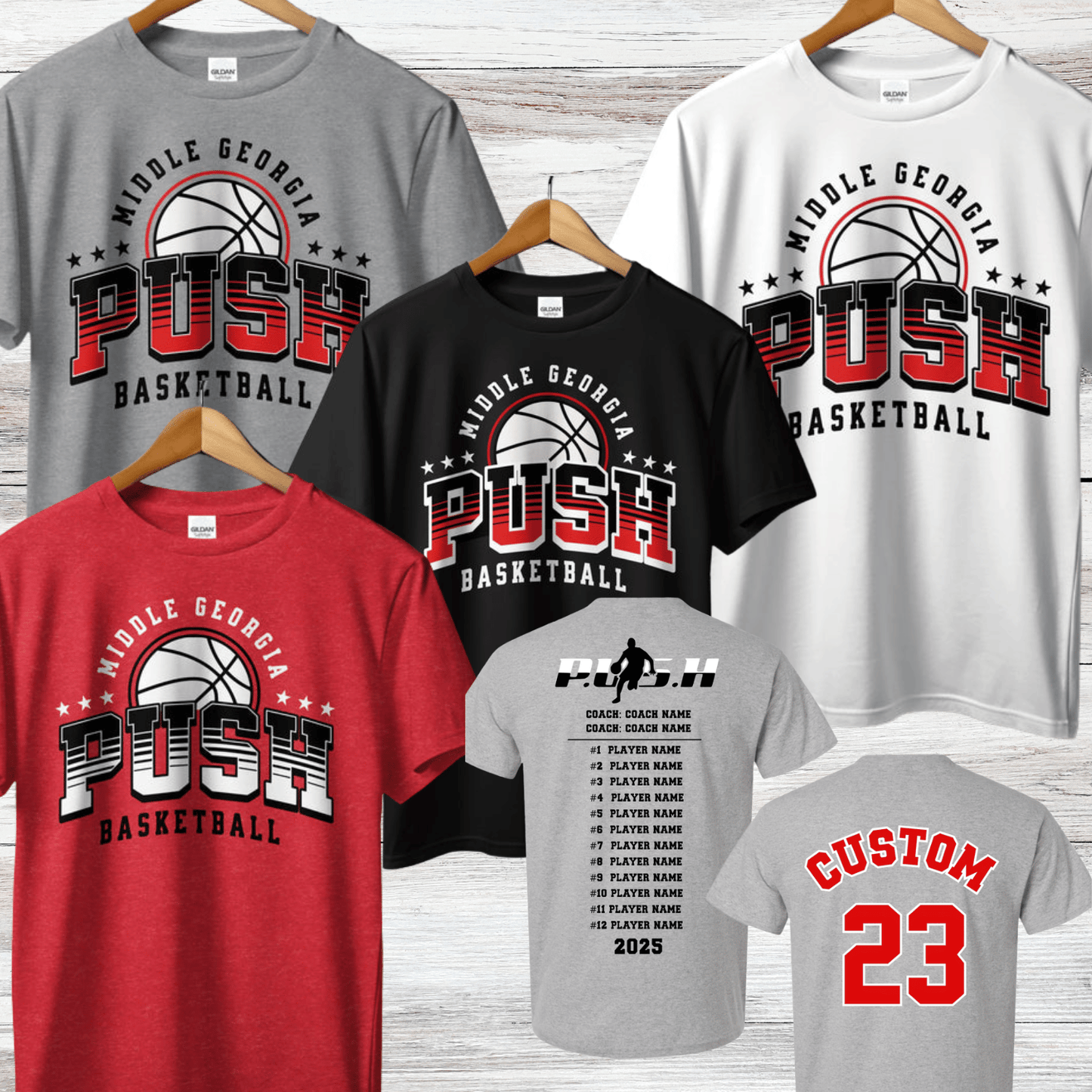 PUSH Basketball Design 3- Short Sleeve/ Long Sleeve Shirts