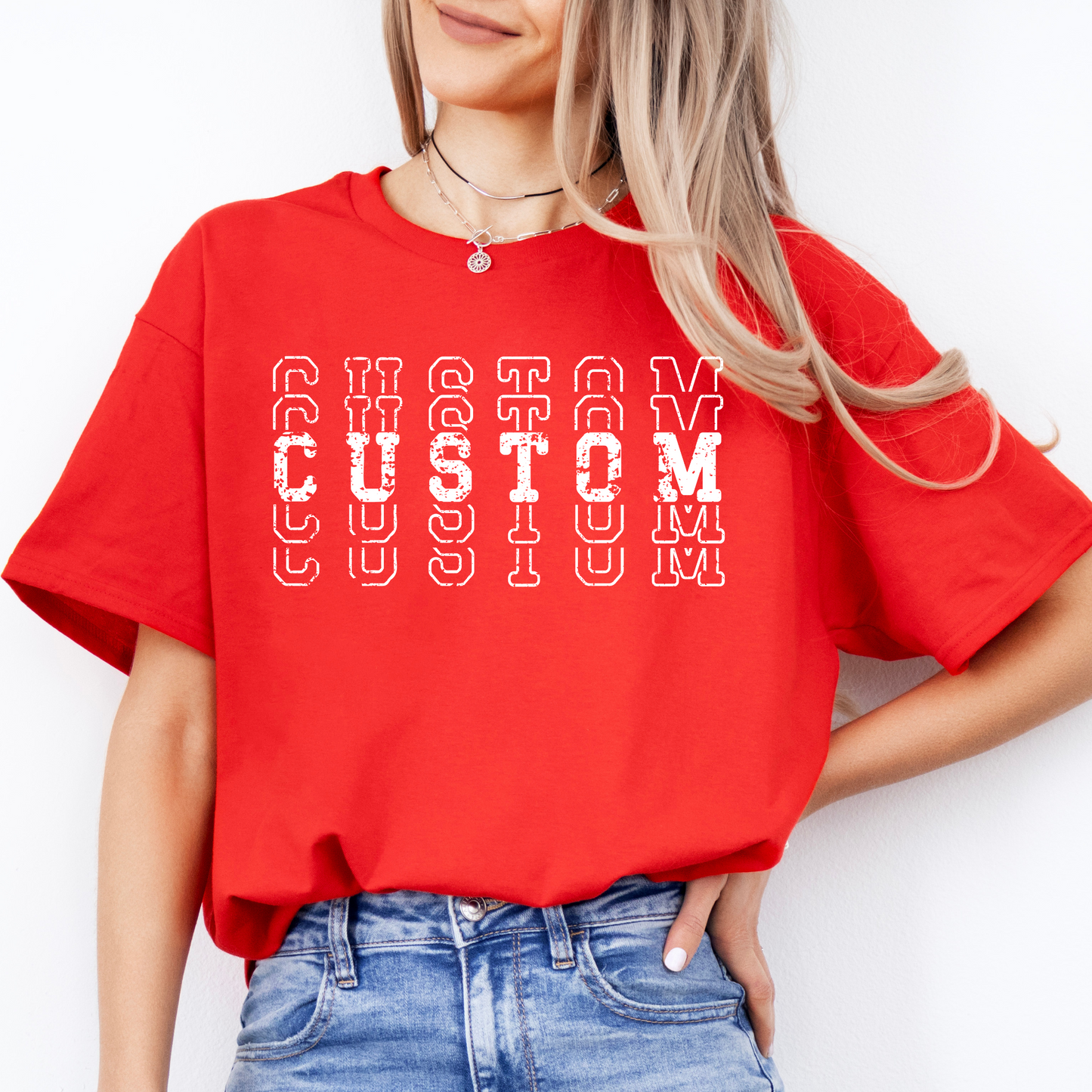 CUSTOM TEAM STACKED- Short & Long Sleeve T-Shirt