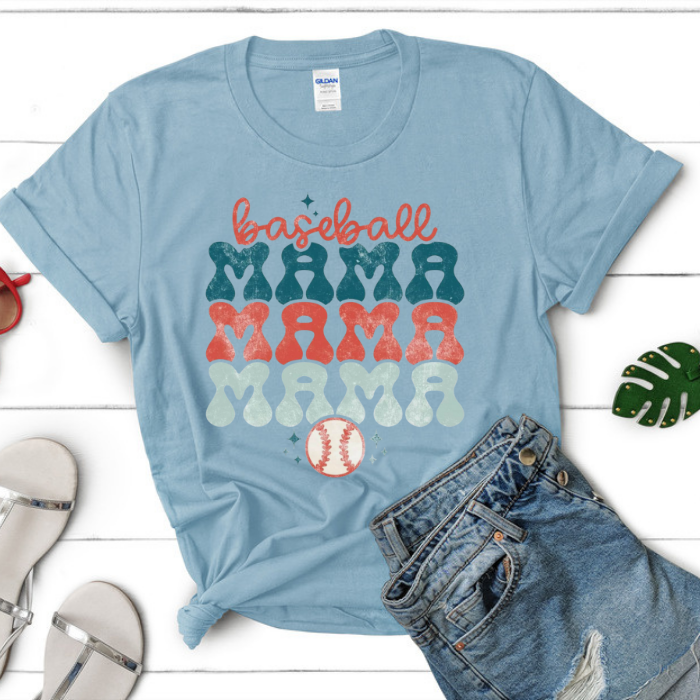 Bubble Letter Baseball MAMA Top