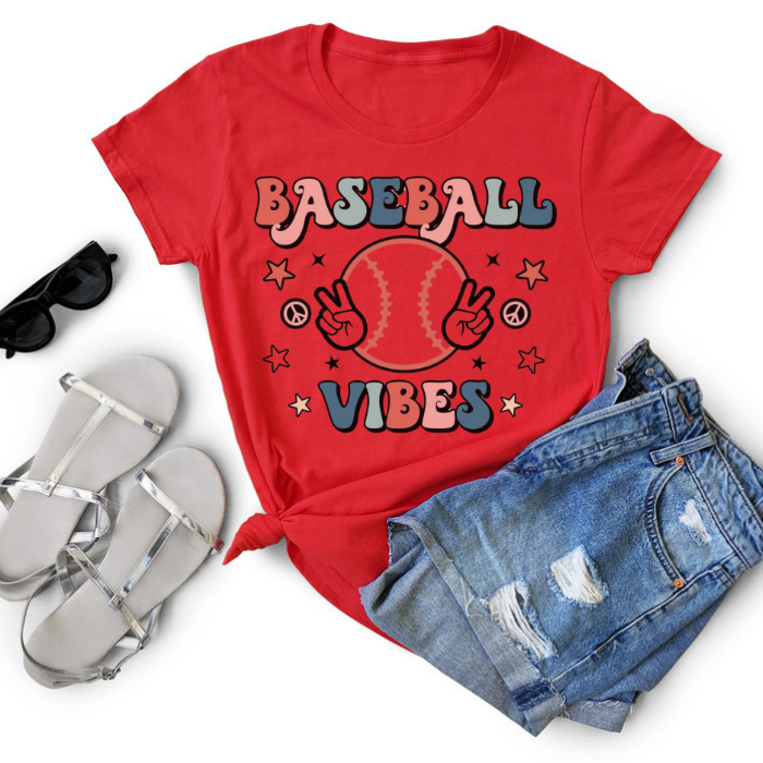 Baseball Vibes Peace Top