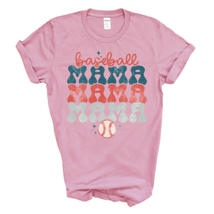 Bubble Letter Baseball MAMA Top