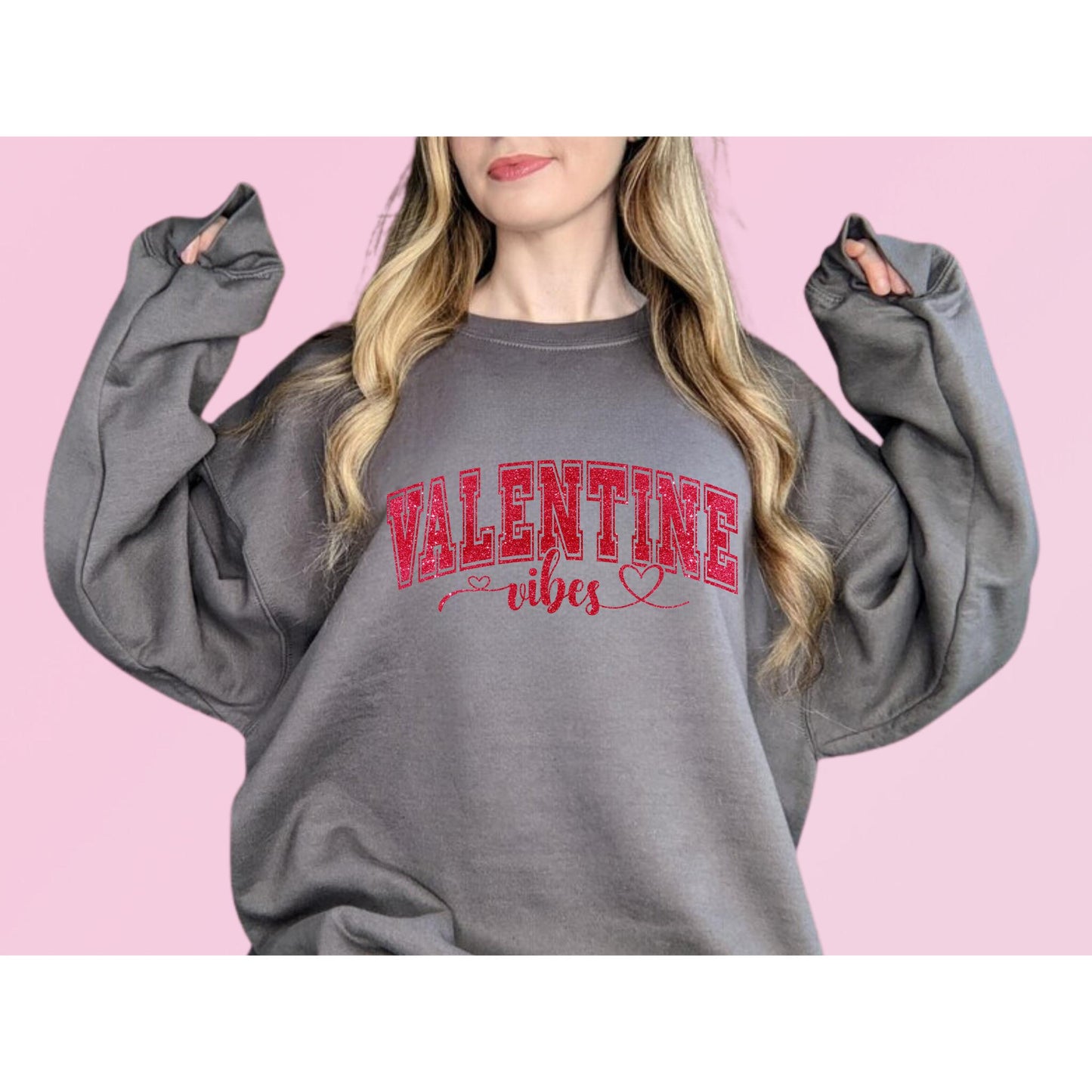 Valentine Vibes Faux Glitter Top