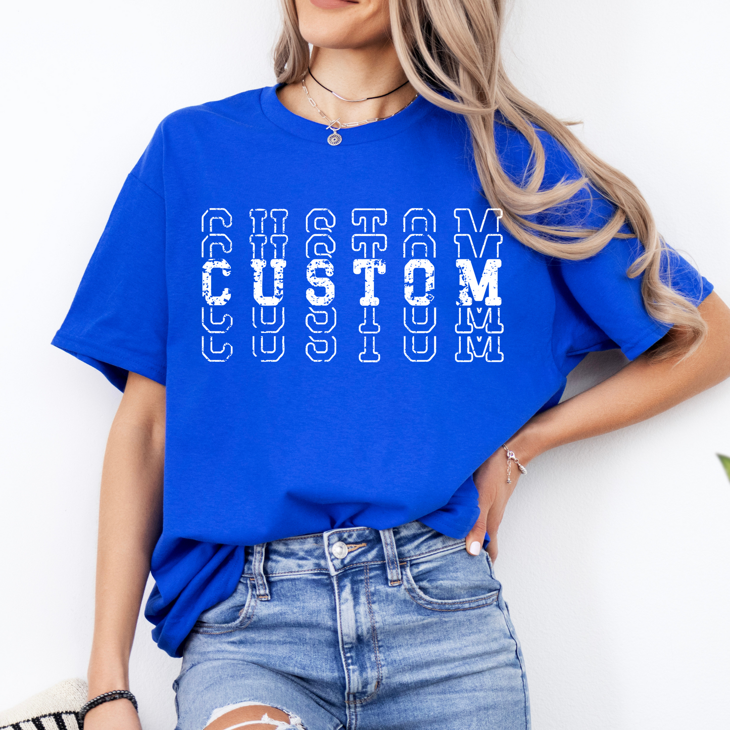 CUSTOM TEAM STACKED- Short & Long Sleeve T-Shirt